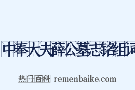 中奉大夫薛公墓志铭组词是什么意思的图片
